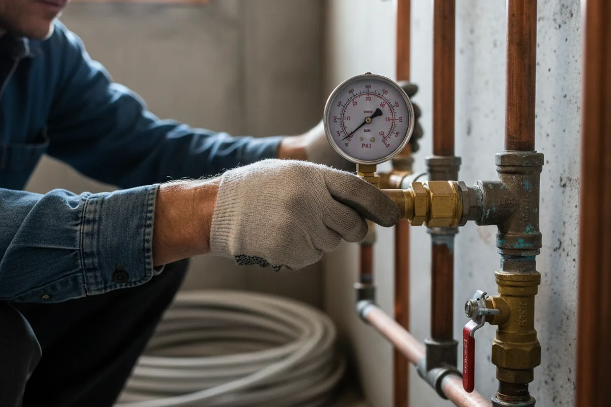 Pressure testing a repaired line during Water Line Repair in Orestes